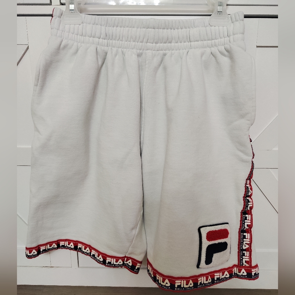Fila White Athletic Men's Shorts with Logo Trim